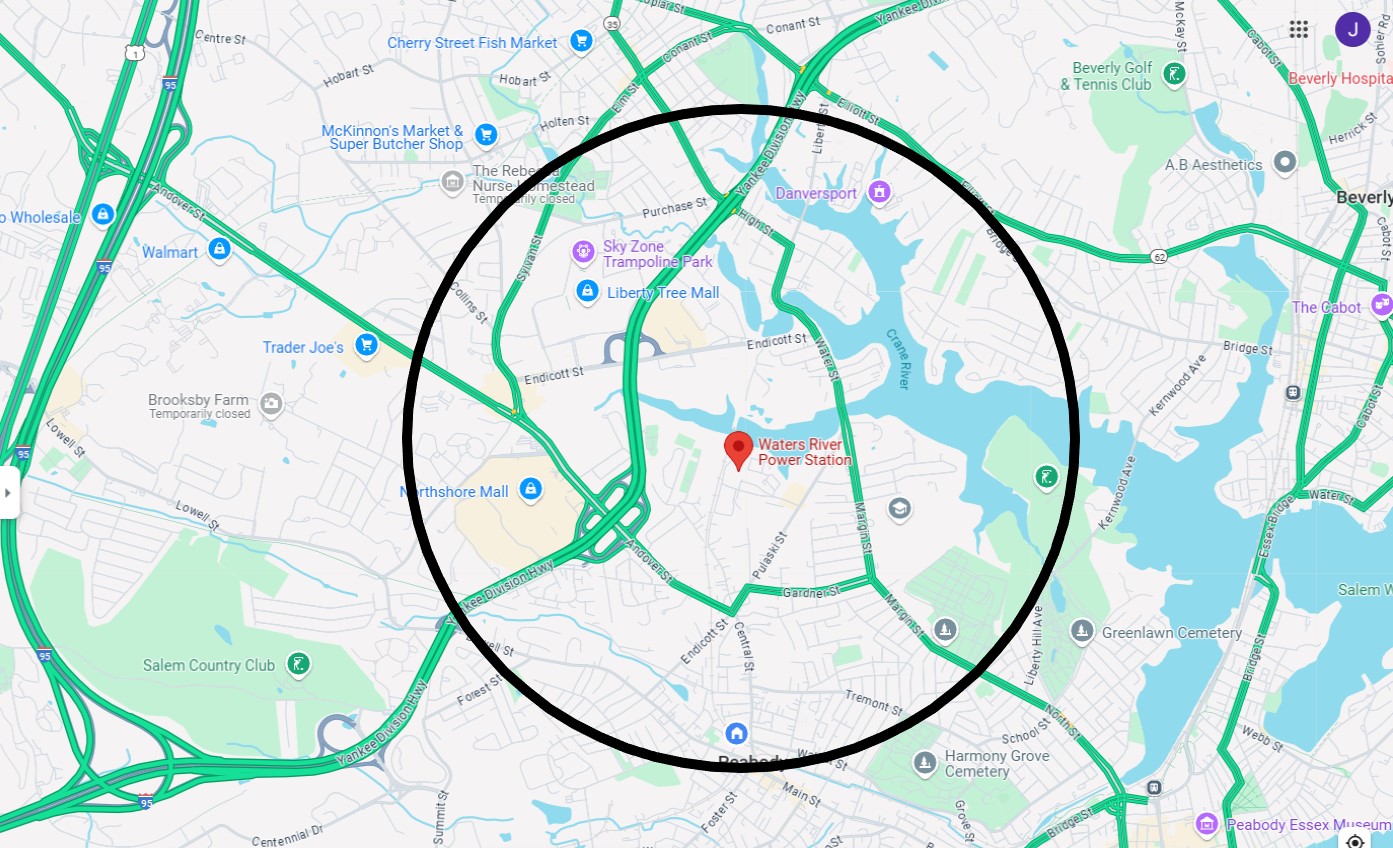 map of traffic patterns in Peabody