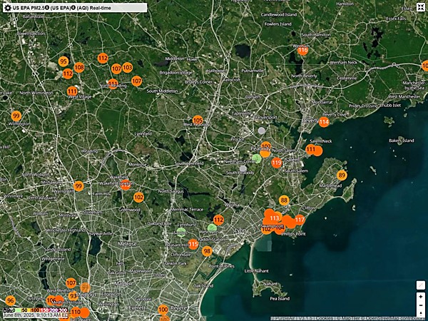 view of Boston and North Shore Air Quality