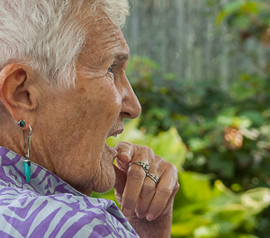 Pat Gozemba in her garden